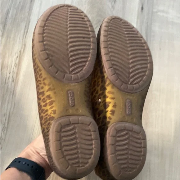 Leopard Print Peep Crocs Toe Flats - Picture 3 of 5